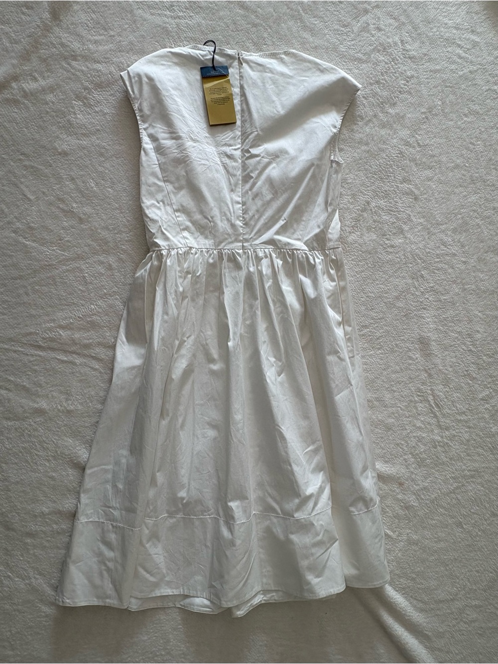 Piazza Sempione White Cap-Sleeve Gathered-Waist Midi Dress - Picture 2 of 7